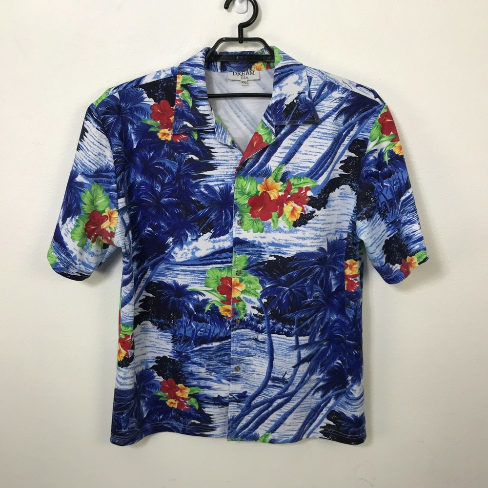 Dream Hawaiian Shirt 2XL Polyester Blend Multicolor Floral‎ Short Sleeve